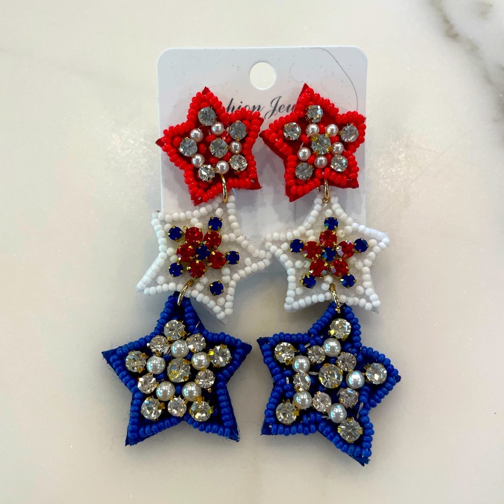 Star American Flag Earrings
